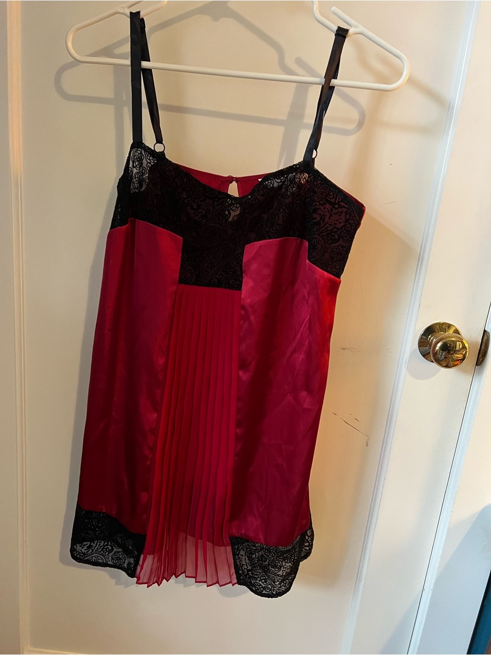 Victoria's Secret Red and Black Lace Satin Chemise